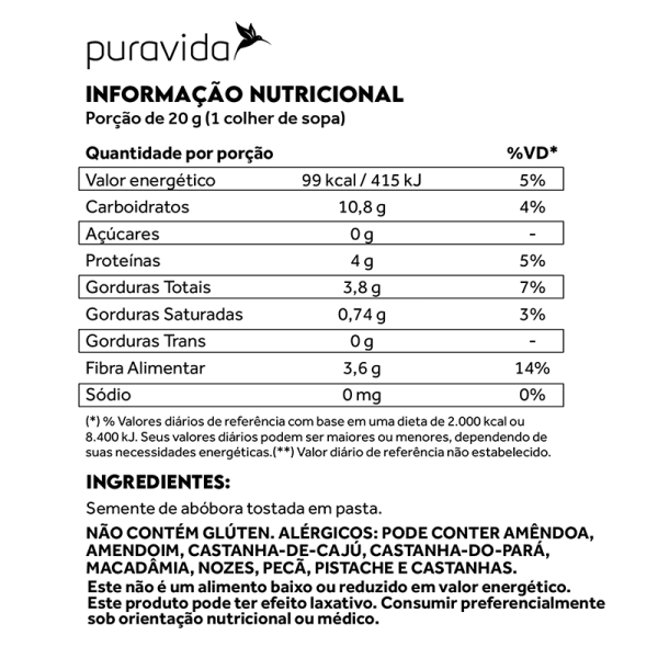 Encontraproduto.com.br - Creme green Tahine PuraVida 300g