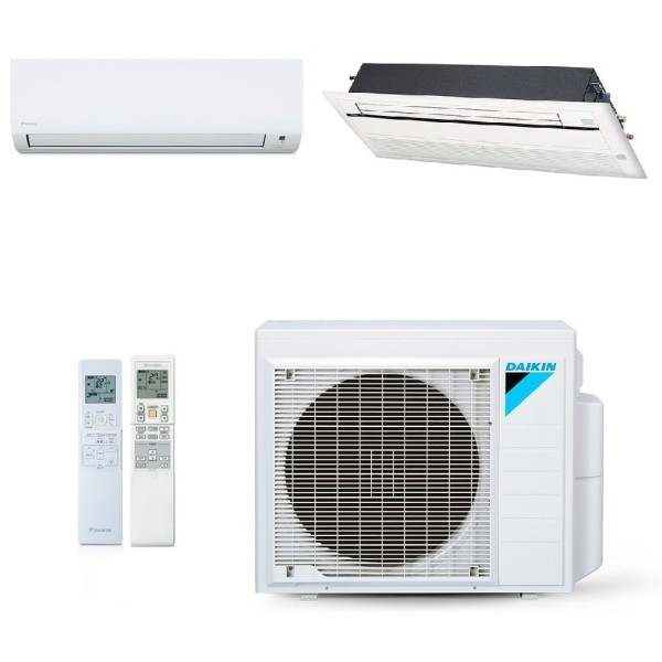 Encontraproduto.com.br - Ar-Condicionado Multi Split Inverter Daikin 18.000 BTUs (1x Evap HW 9.000 + 1x Evap Cassete 1 Via 12.000) Quente/Frio 220V