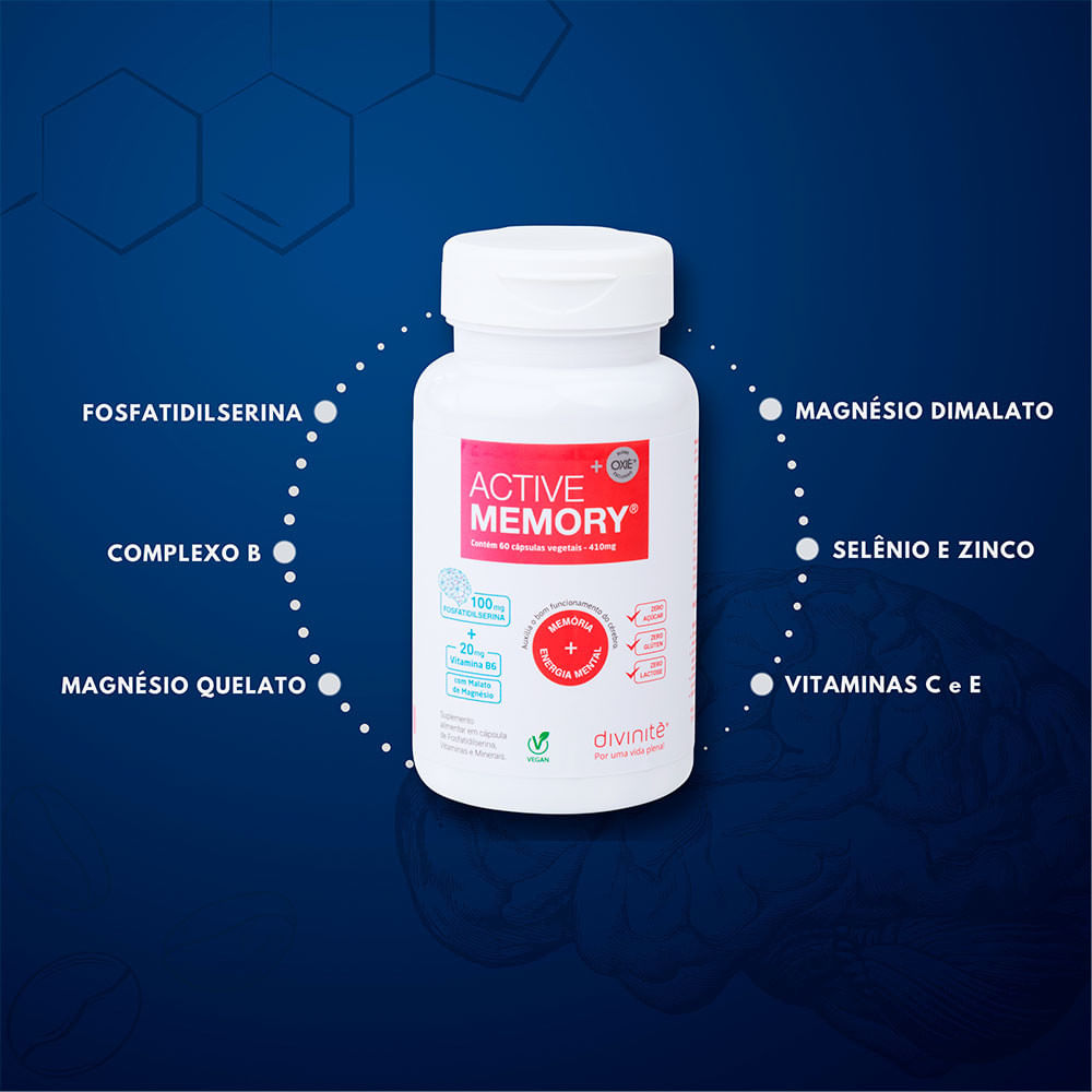 Encontraproduto.com.br - Active Memory- Fosfatidilserina (100mg) 60 Cápsulas Vegetais - Divinité