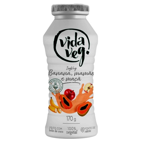 Iogurte Vegano VIDA VEG Banana Mamão & Maçã frasco 170g
