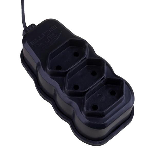 Encontraproduto.com.br - Extensão 3m 3 Tomadas 2P Elite Preta