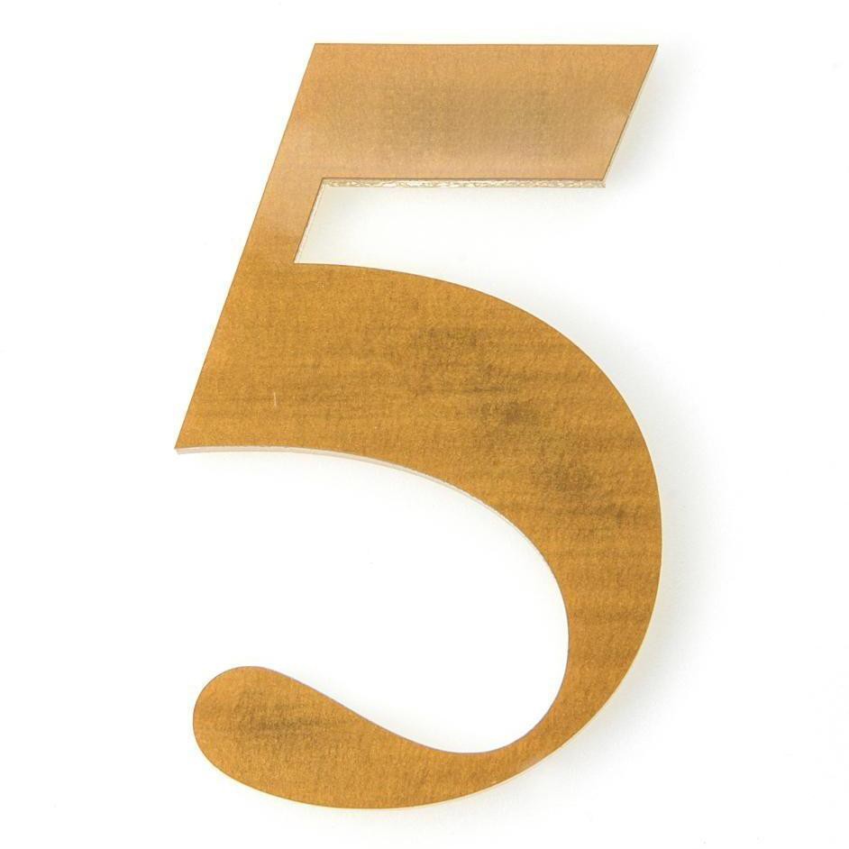 Número 5 Para Residência Acrílico 14,5cm 10mm Ouro Kami