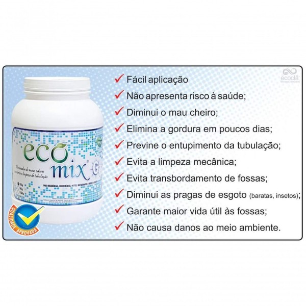Encontraproduto.com.br - Ecomix G 8kg Desentupidor Limpa Fossas Caixas de Gordura