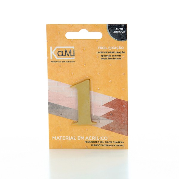 Encontraproduto.com.br - Número 1 Para Residência Acrílico 4cm 4mm Ouro Kami