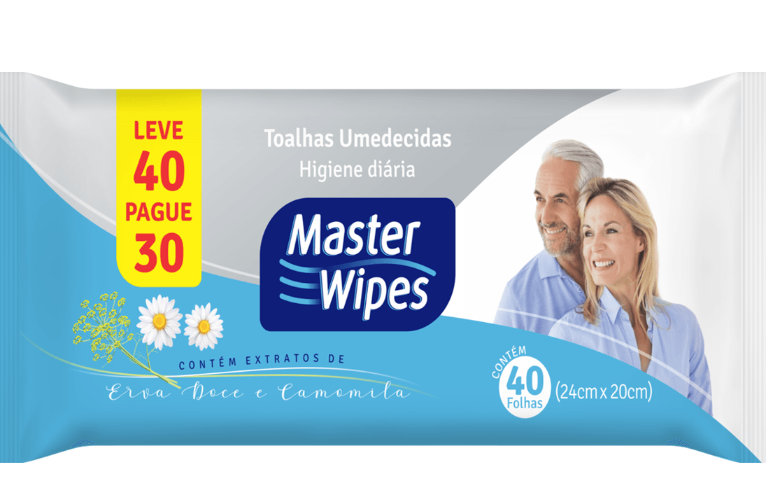 Encontraproduto.com.br - Toalhas Umedecidas Master Wipes - com 40 Unidades