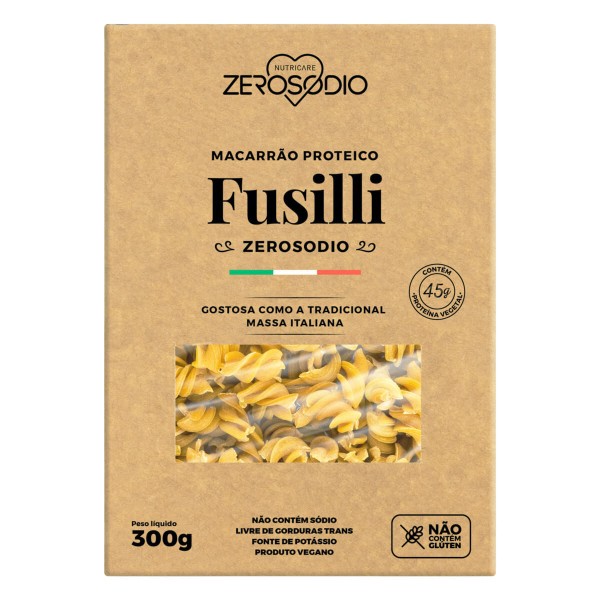 Macarrão Proteico Fusilli sem Glúten Zero Sódio Caixa 300 g