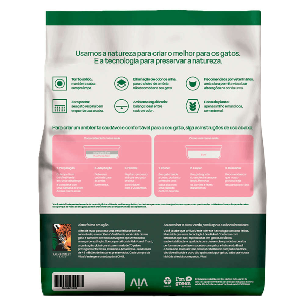 Encontraproduto.com.br - Combo com 2und -  Areia Higiênica para Gatos Viva Verde Grãos Mistos - 4kg