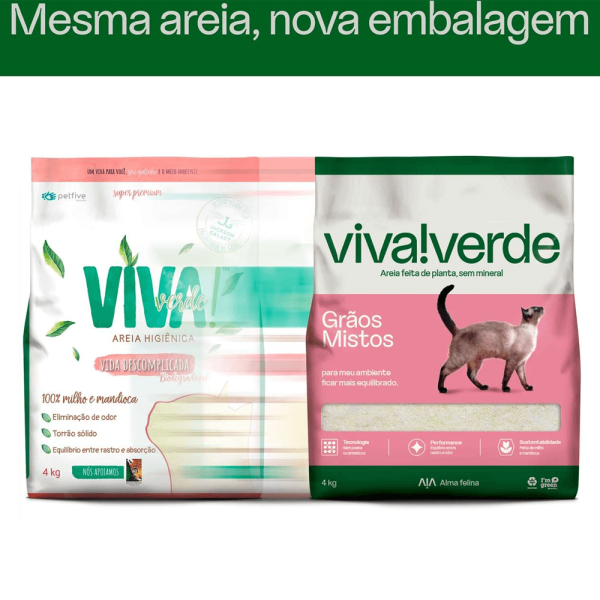 Encontraproduto.com.br - Combo com 2und -  Areia Higiênica para Gatos Viva Verde Grãos Mistos - 4kg
