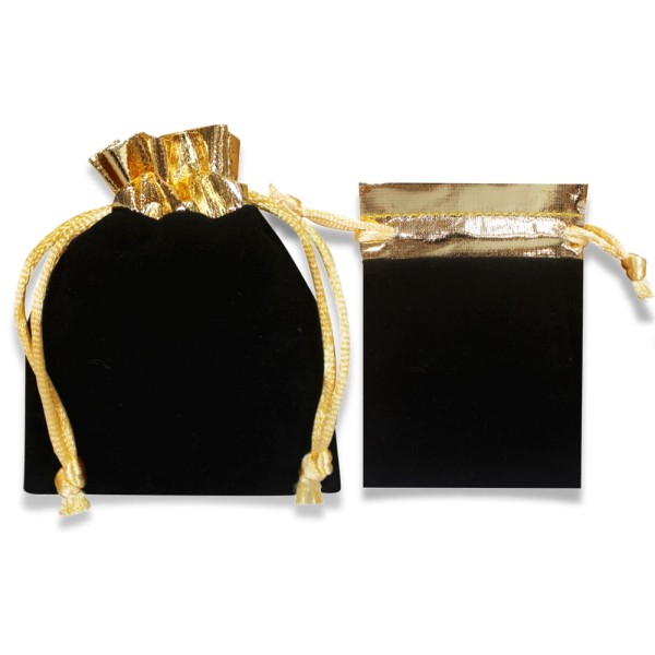 Encontraproduto.com.br - 50 Saquinhos de Veludo com Borda Dourada Joias Lembrancinhas 7x9 cm