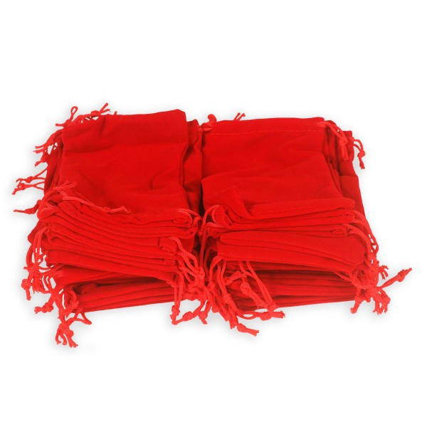 Encontraproduto.com.br - Kit 50 Pçs Saquinho de Veludo Tam. 10x15 Vermelho Com Cordão