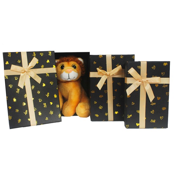 Kit 3 Peças Caixa Para Presente Estampada Love Coração