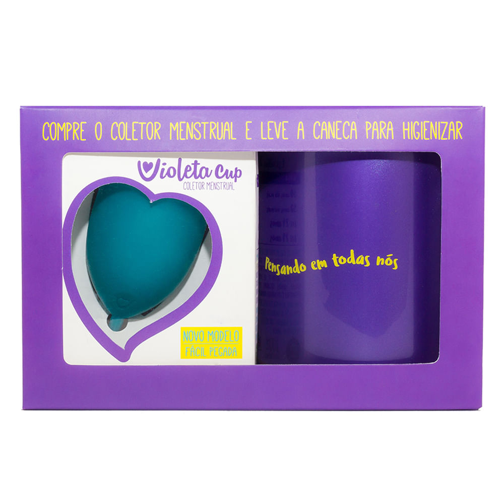 Kit Violeta Cup - Coletor Tipo A Verde + Caneca Higienizador