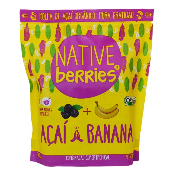 Encontraproduto.com.br - Polpa de Açaí com Banana Congelada Orgânica Native Berries 400g