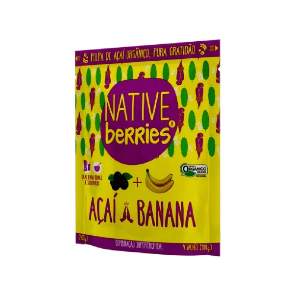Encontraproduto.com.br - Polpa de Açaí com Banana Congelada Orgânica Native Berries 400g
