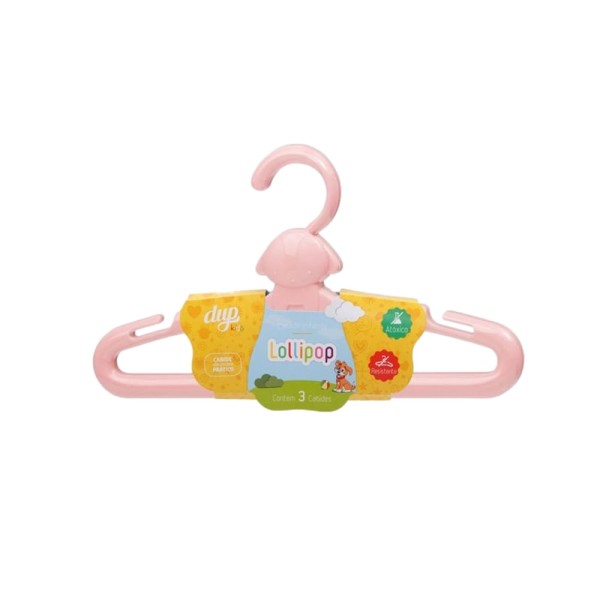 Encontraproduto.com.br - Cabide Infantil Rosa Dup Lollipop 3 Peças