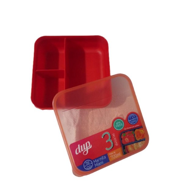 Encontraproduto.com.br - Pote Marmita Lanche Hermética Miami Dup 3 Divisões Kit Com 2
