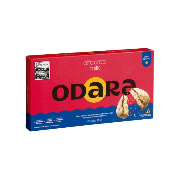 Encontraproduto.com.br - Alfajor Crocante Recheado com Creme de Leite em Pó Coberto de Chocolate Branco Odara 135g