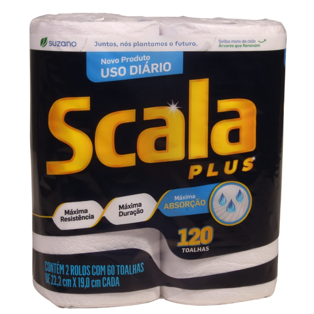 Encontraproduto.com.br - Toalha de Papel Scala Plus 60 folhas Pacote com 2 rolos