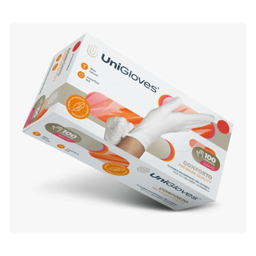 Luva Premium Quality Unigloves Sem Pó M 100 Unidades