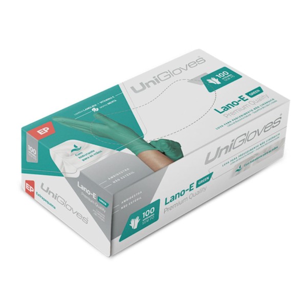 Encontraproduto.com.br - Luva Procedimento Unigloves 100 Unidades P Verde Lano