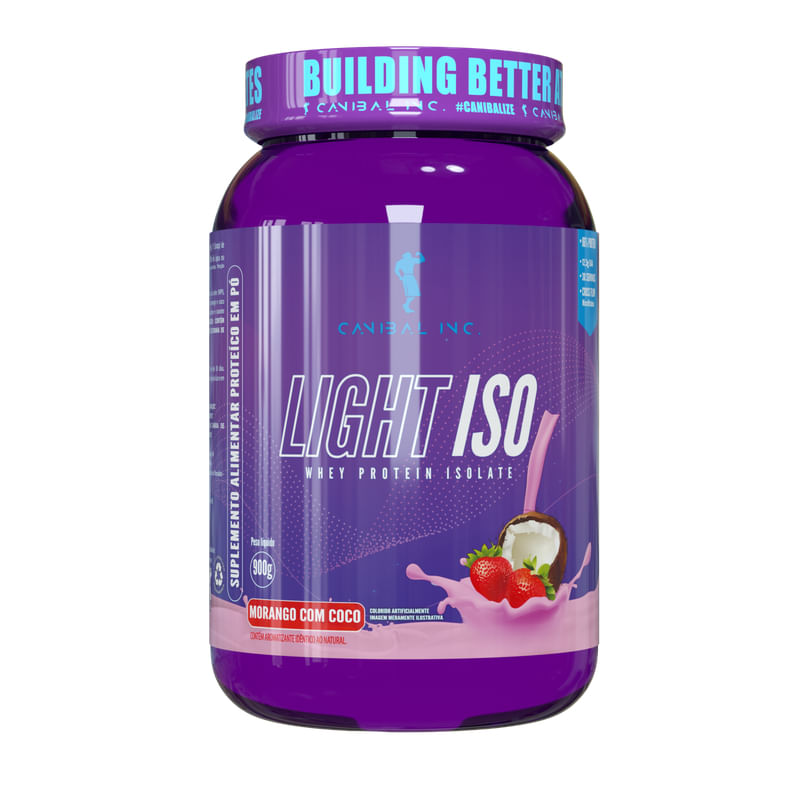 Encontraproduto.com.br - Whey Protein Isolado Light Iso 900g Morango Com Coco Canibal Inc