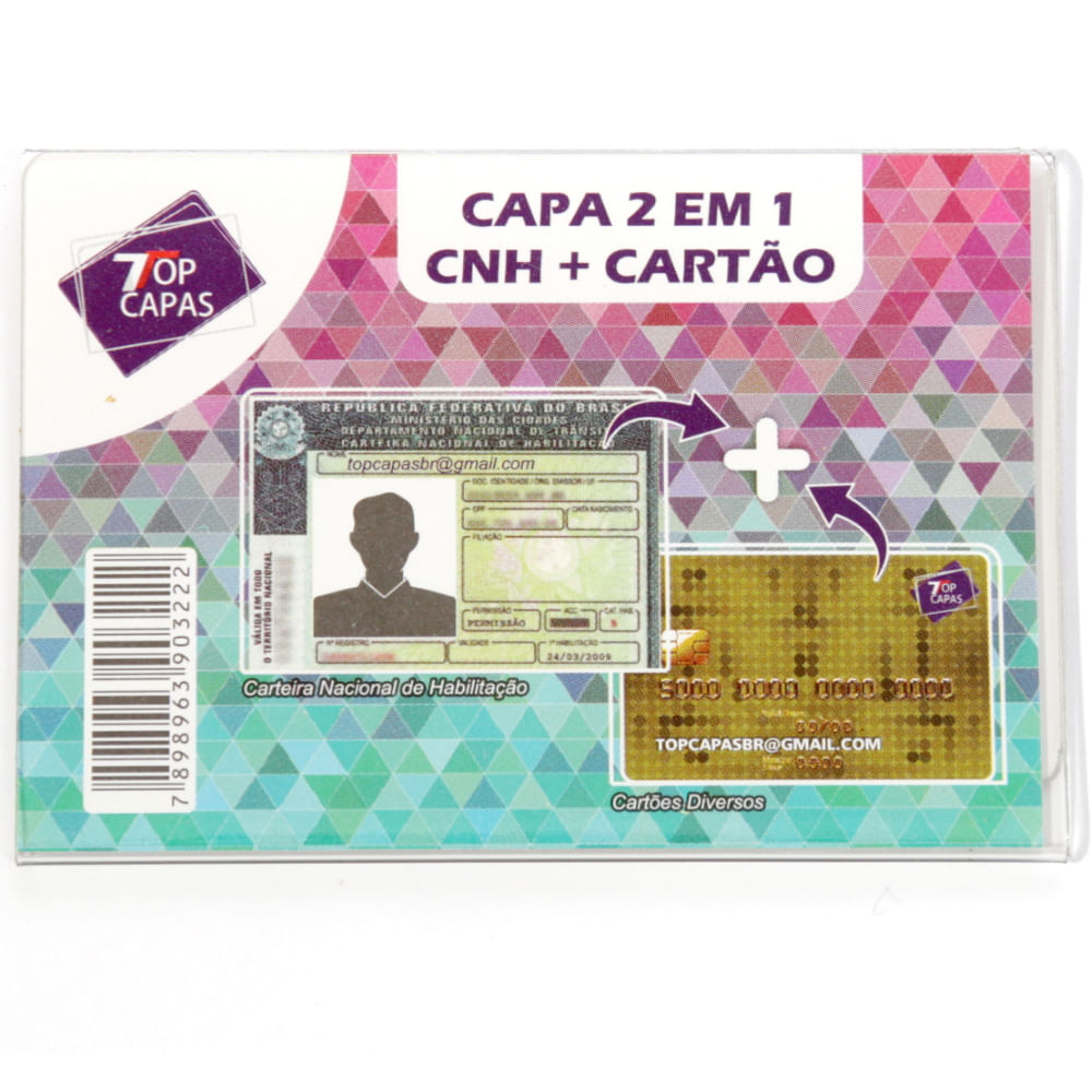Encontraproduto.com.br - Porta Documento 2 em 1 para CNH e Cartão 9x6,4cm Transparente C/1