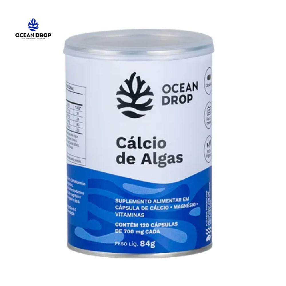Cálcio de Alga, Magnésio e Vitaminas - 700mg - 120 Cápsulas - Ocean Drop