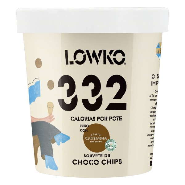 Encontraproduto.com.br - Sorvete Vegano Choco Chips Zero Açúcar Lowko 455ml