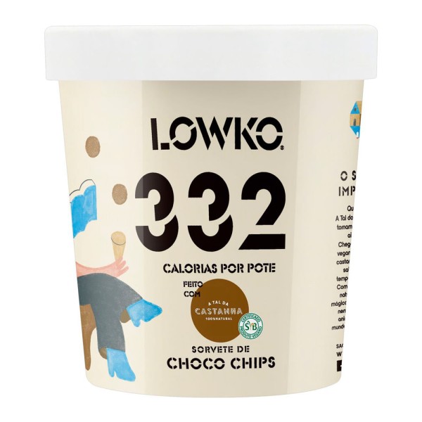 Encontraproduto.com.br - Sorvete Vegano Choco Chips Zero Açúcar Lowko 455ml