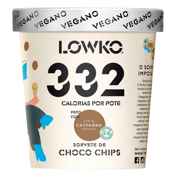Encontraproduto.com.br - Sorvete Vegano Choco Chips Zero Açúcar Lowko 455ml