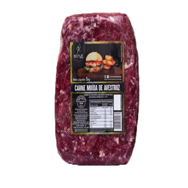 Carne Moída de Avestruz Congelado Strut 1 Kg