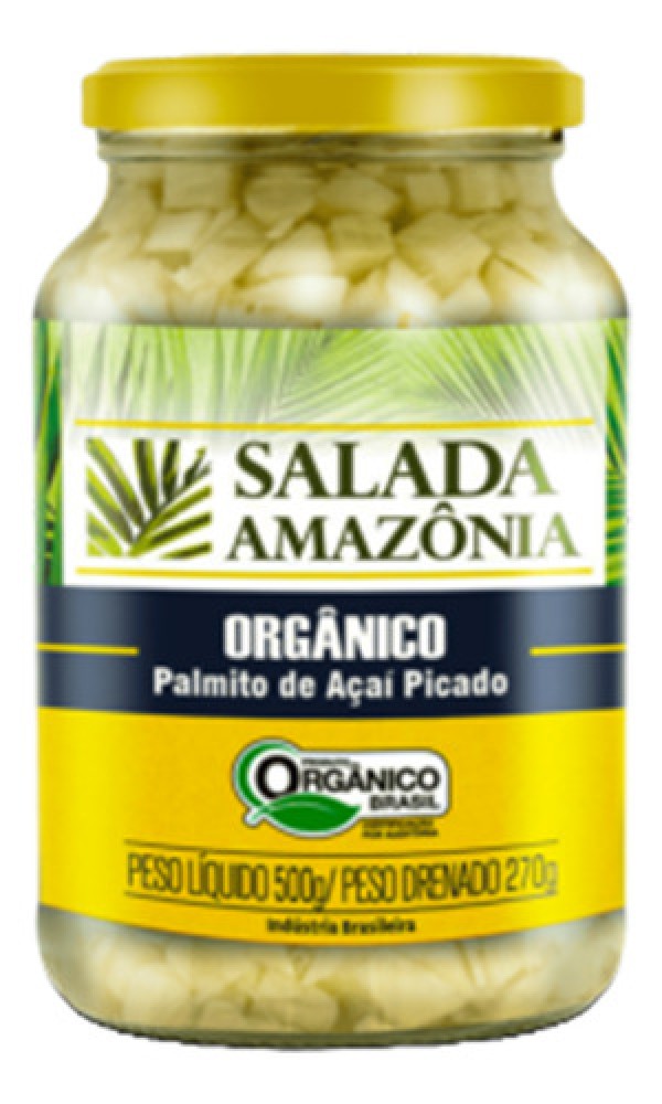 Palmito Orgânico Picado Salada Amazônia Pote 270g