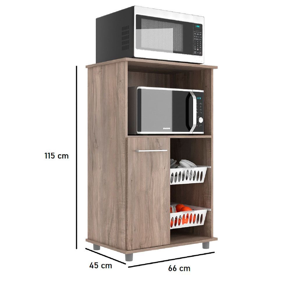 Encontraproduto.com.br - Fruteira Multiuso 1 Porta 2 Cestos 550 J Carvalho