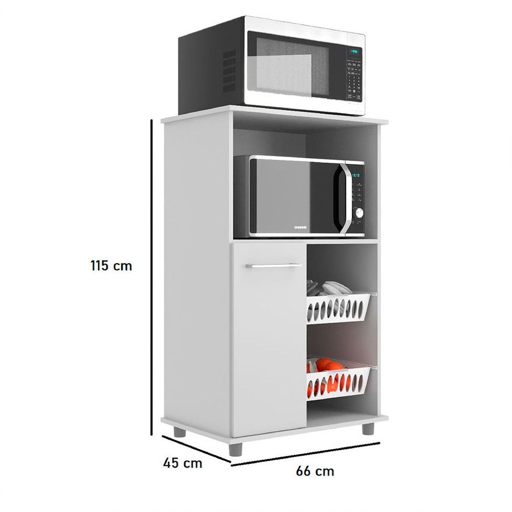Encontraproduto.com.br - Fruteira Multiuso 1 Porta 2 Cestos 550 J Carvalho