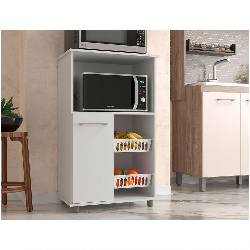 Encontraproduto.com.br - Fruteira Multiuso 1 Porta 2 Cestos 550 J Carvalho