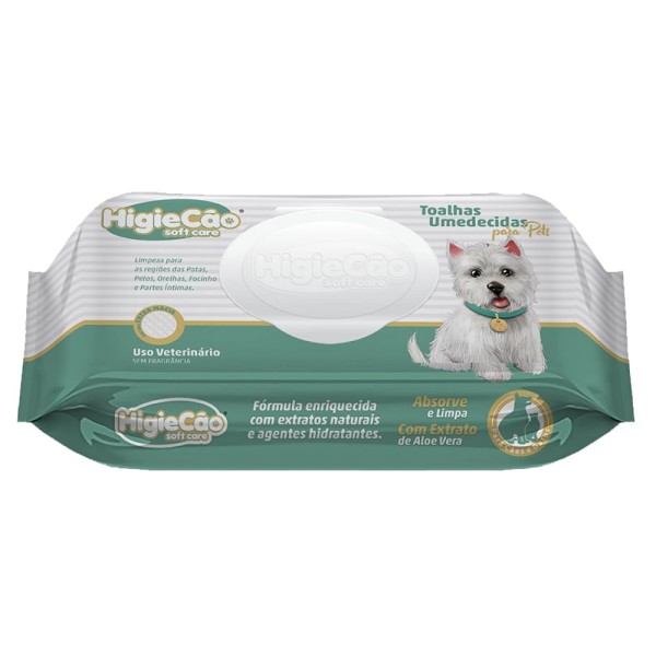 Encontraproduto.com.br - Toalhas Umedecidas para Pets Higiecão com 50 unidades