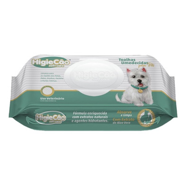 Encontraproduto.com.br - Toalhas Umedecidas para Pets Higiecão com 50 unidades