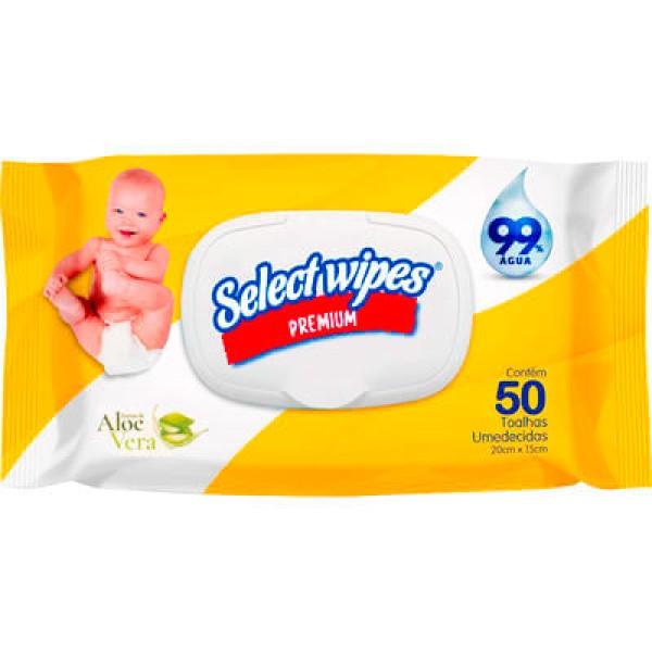 Encontraproduto.com.br - Toalha Umedecida Select Wipes Baby Pacote com 50 unidades
