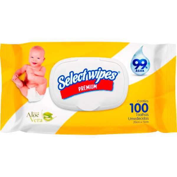 Toalha Umedecida Select Wipes Baby Pacote com 100 unidades