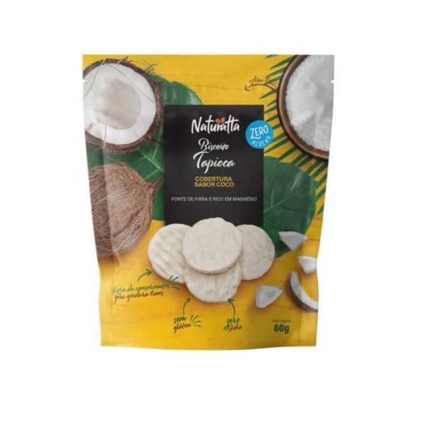 Encontraproduto.com.br - Biscoito Naturatta Tapioca Zero Açucar Cobertura Sabor Coco 60g