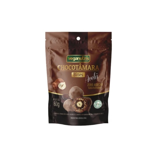 Encontraproduto.com.br - Bombom de Tâmara Chocotamara Bites Avelã 60g Veganutris