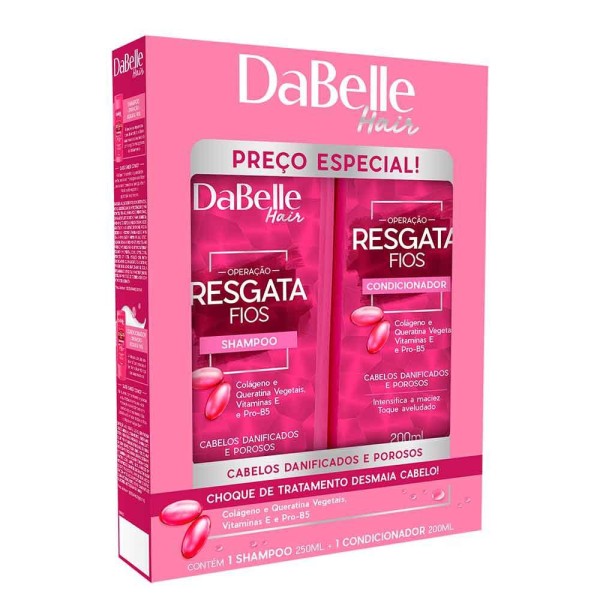 Encontraproduto.com.br - Kit Dabelle Shampoo 250ml + Condicionador Resgata Fios 200ml