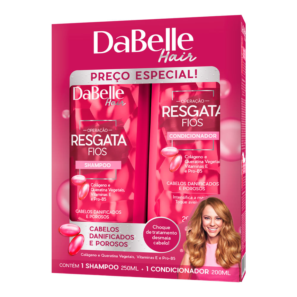 Encontraproduto.com.br - Kit Dabelle Shampoo 250ml + Condicionador Resgata Fios 200ml