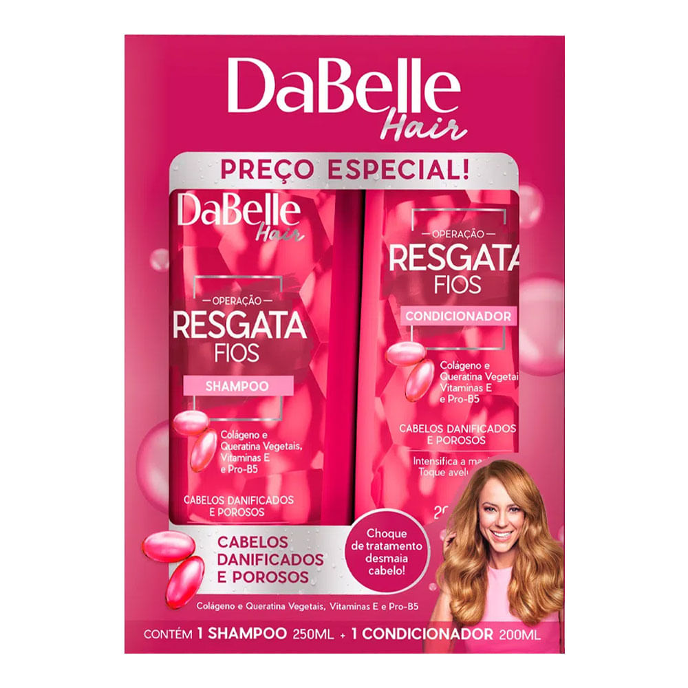 Encontraproduto.com.br - Kit Dabelle Shampoo 250ml + Condicionador Resgata Fios 200ml