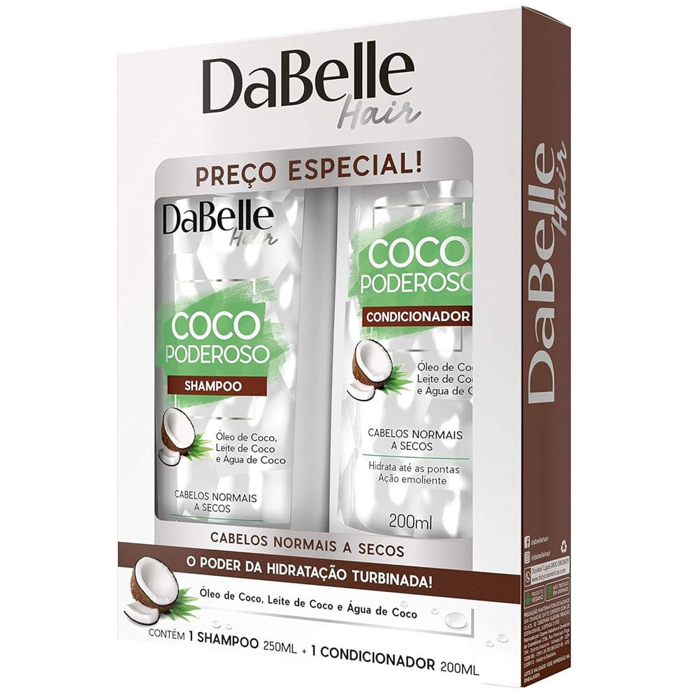 Encontraproduto.com.br - Kit Shampoo e Condicionador - DaBelle Coco Poderoso