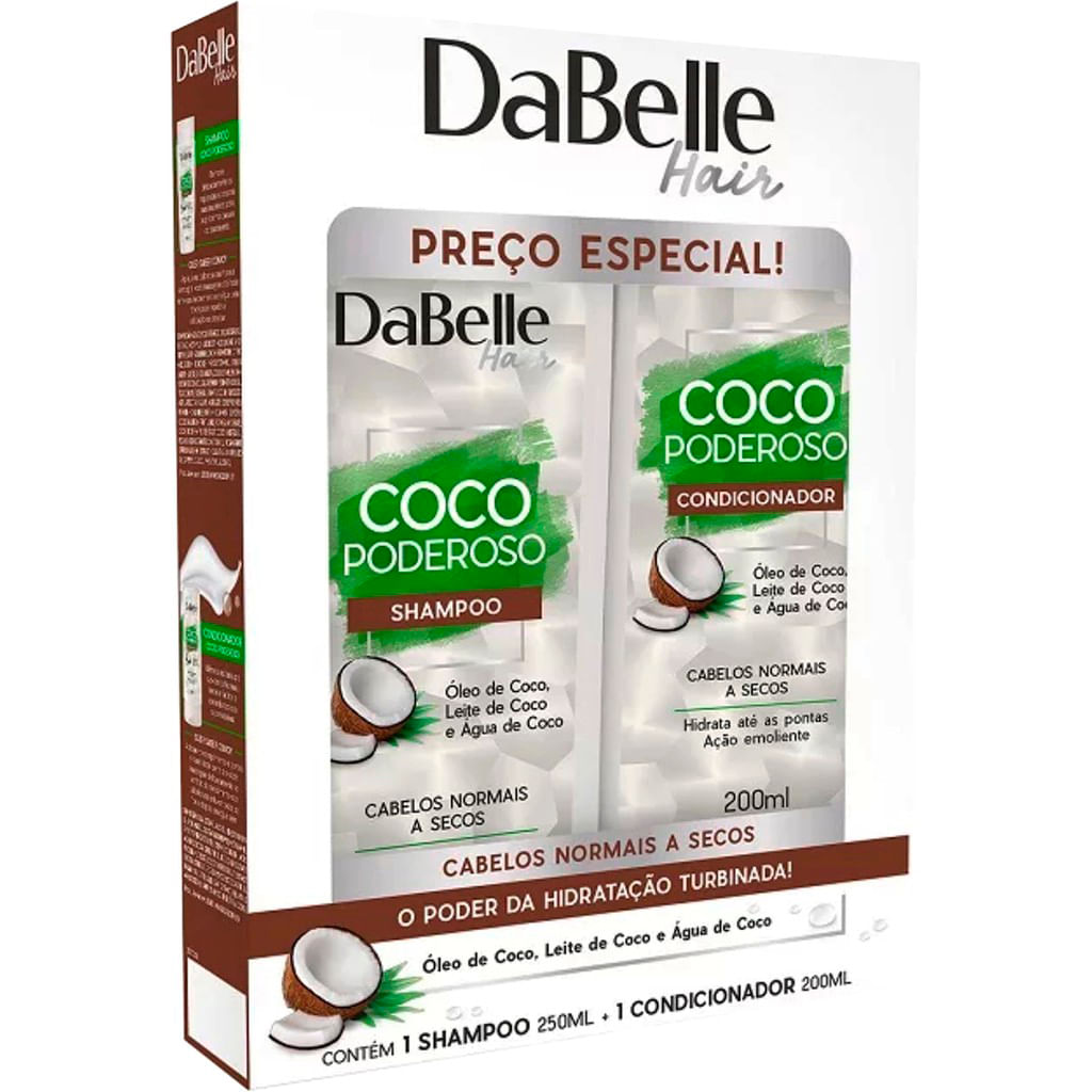 Encontraproduto.com.br - Kit Shampoo e Condicionador - DaBelle Coco Poderoso