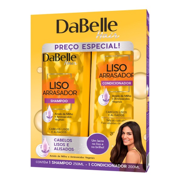 Encontraproduto.com.br - Kit Dabelle Shampoo + Condicionador Liso Arrasador 200ml