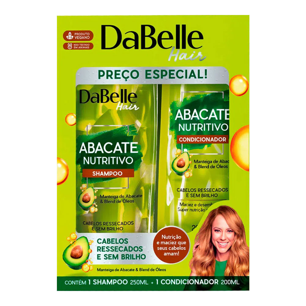 Encontraproduto.com.br - Kit Shampoo 250ml + Condicionador 200ml Abacate Nutritivo - DaBelle