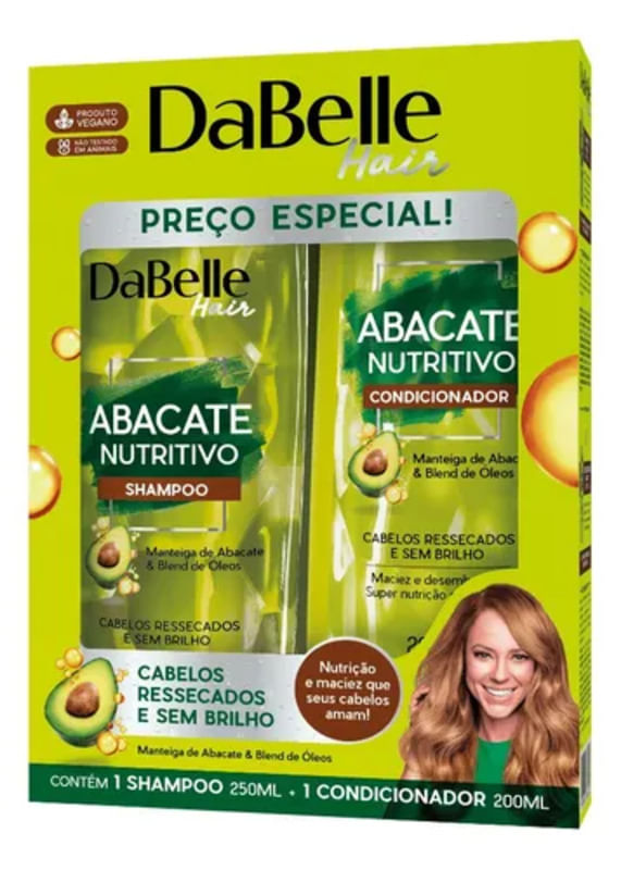 Encontraproduto.com.br - Kit Shampoo 250ml + Condicionador 200ml Abacate Nutritivo - DaBelle