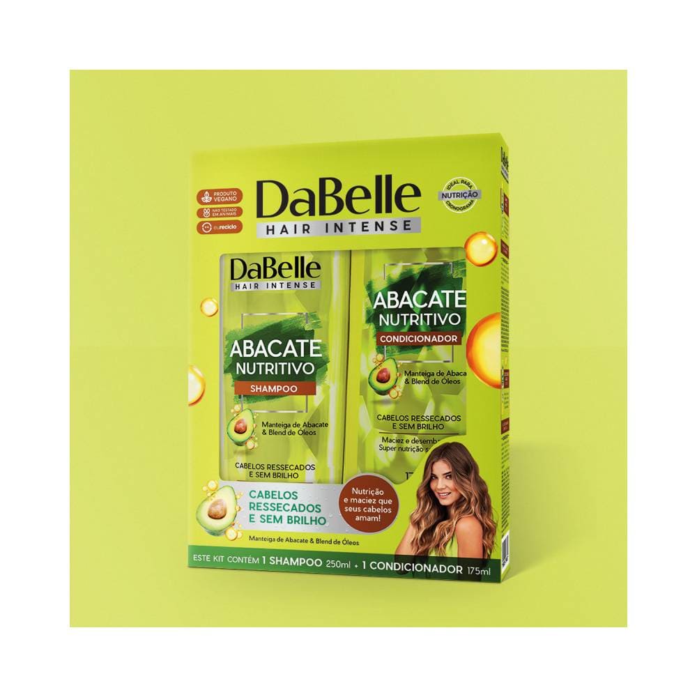 Encontraproduto.com.br - Kit Shampoo 250ml + Condicionador 200ml Abacate Nutritivo - DaBelle